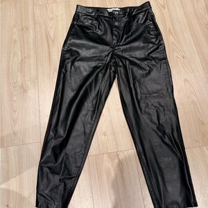 Zara Shiny Black Faux Leather Trousers